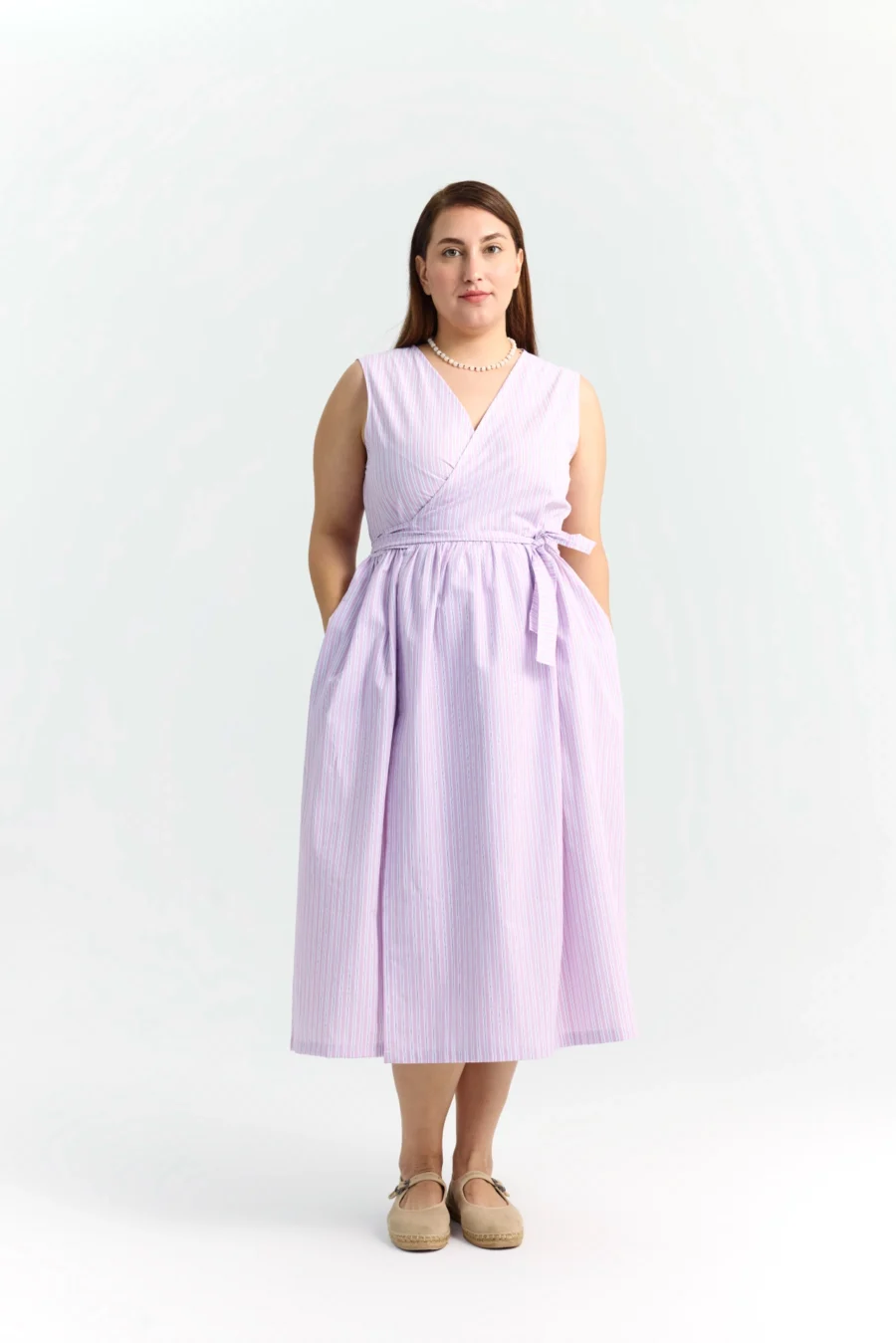 Simone Wrap Dress | Pink Striped