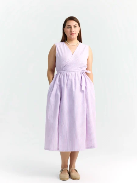 Simone Wrap Dress | Pink Striped