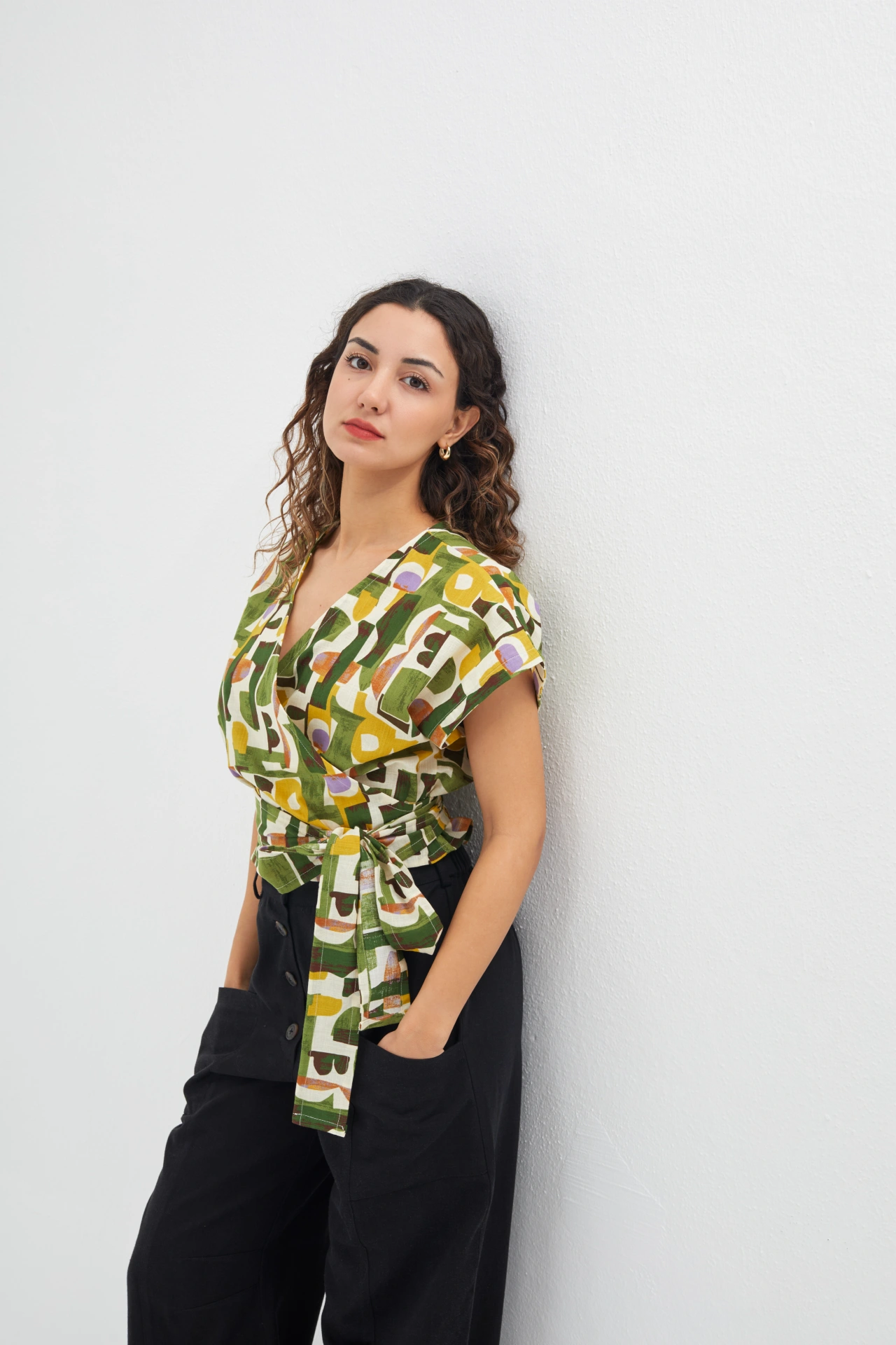 Ursula Wrap Top | Forest - Görsel 5