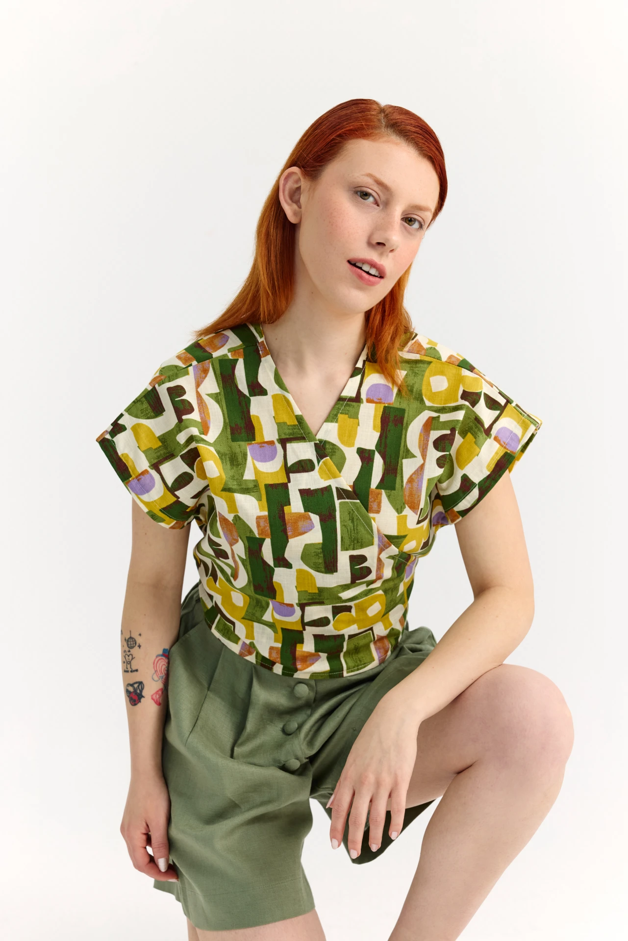 Ursula Wrap Top | Forest - Görsel 2