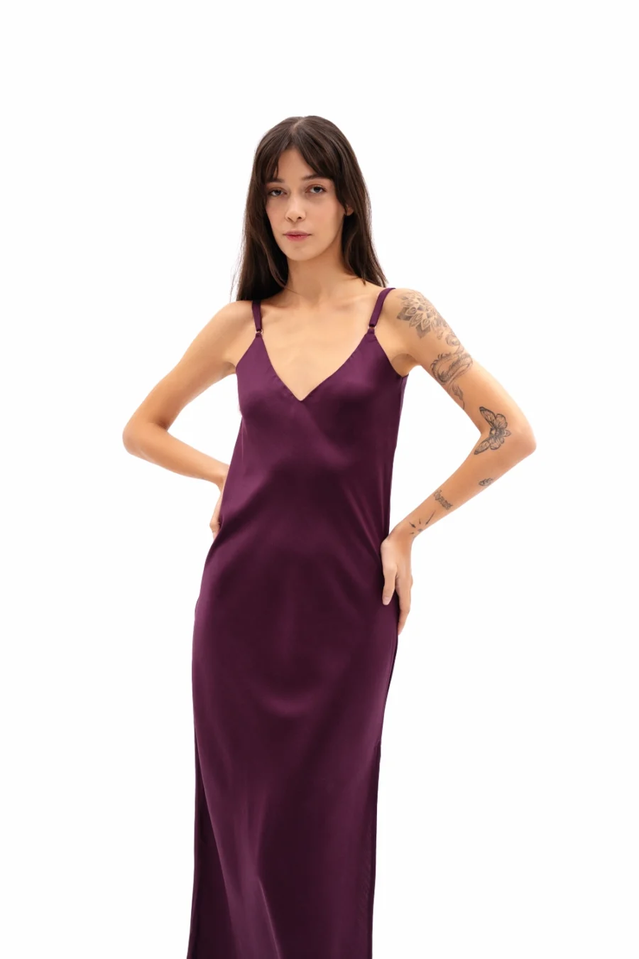 Savi Slip Dress | Plum - Görsel 2