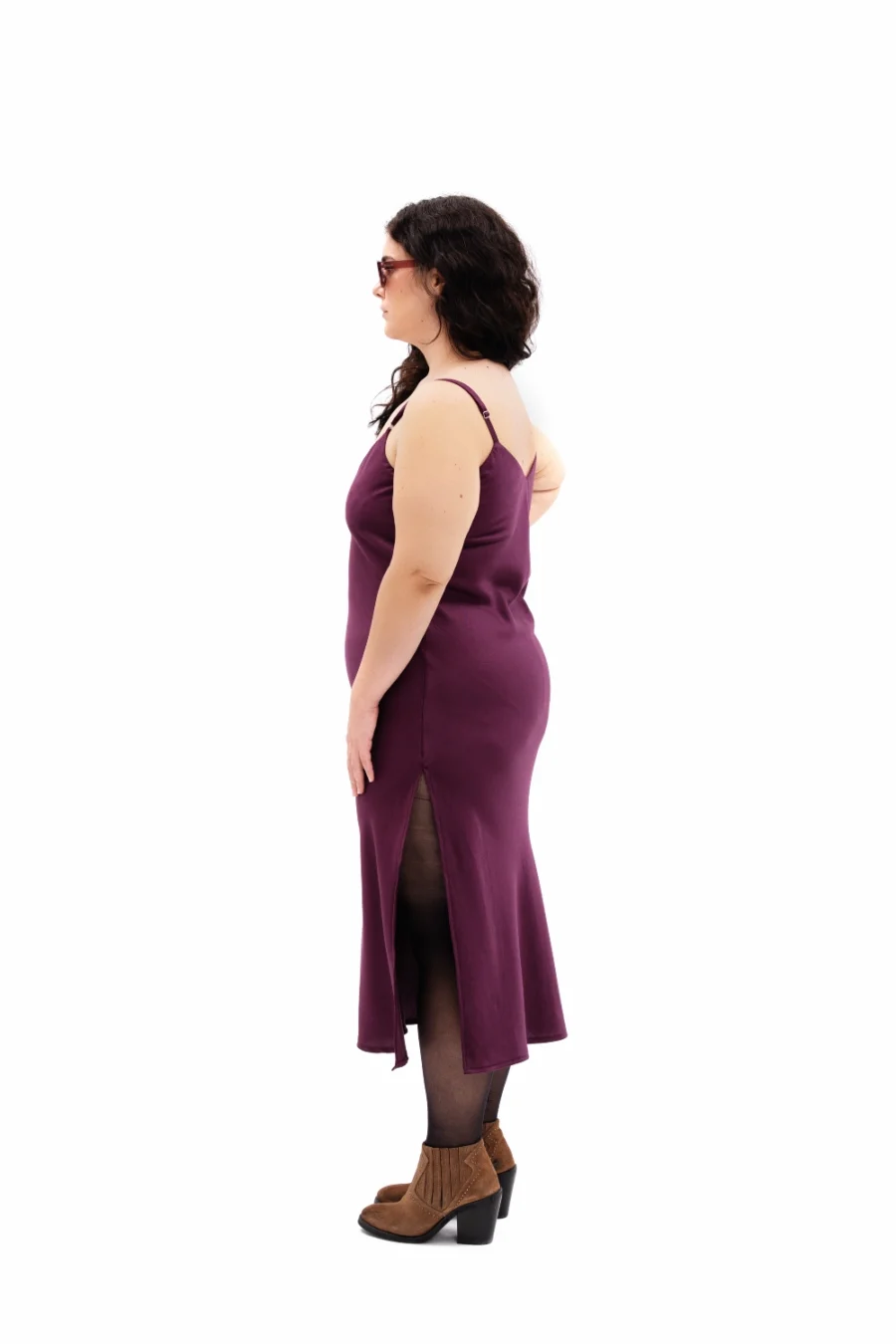 Savi Slip Dress | Plum - Görsel 6