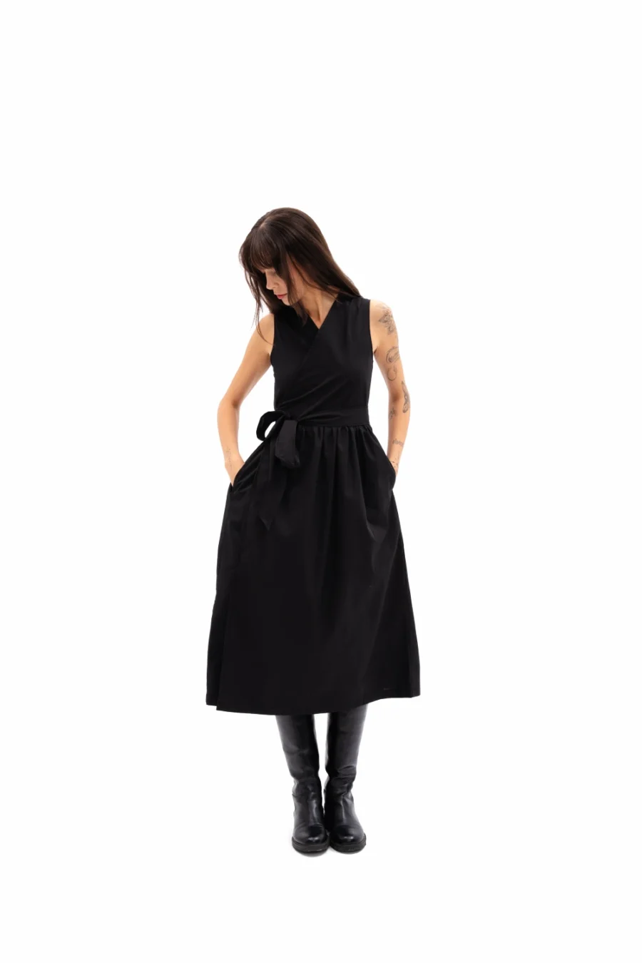 Simone Wrap Dress | Black - Görsel 4